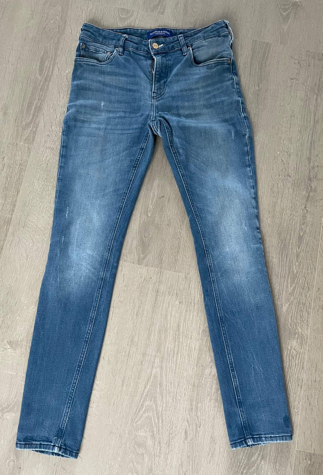 Scotch & Soda Skim jeans blauw slim fit distressed W30 L32, Ophalen of Verzenden, Zo goed als nieuw, Blauw, W32 (confectie 46) of kleiner