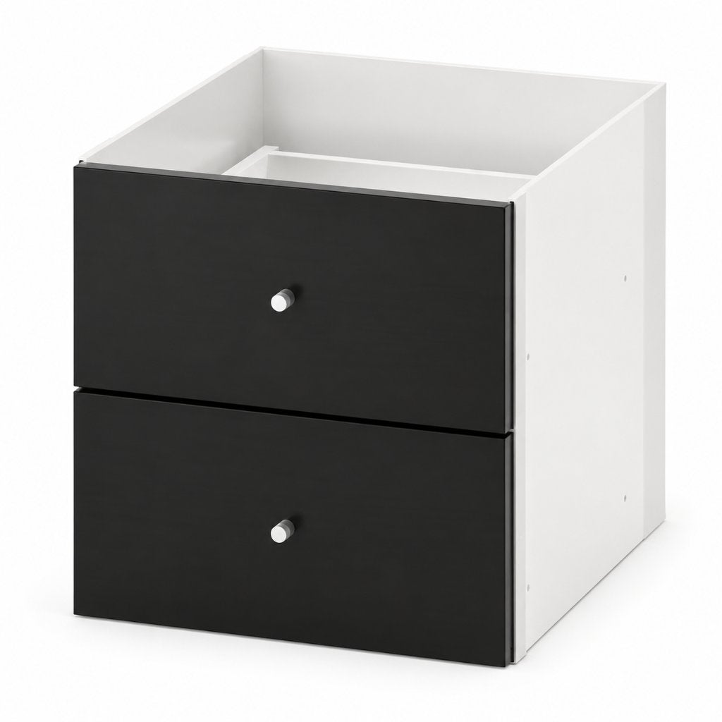 IKEA KALLAX Lade-inzet met 2 Lades – Wit met Zwarte Fronten, Hout, ., Ophalen of Verzenden, .