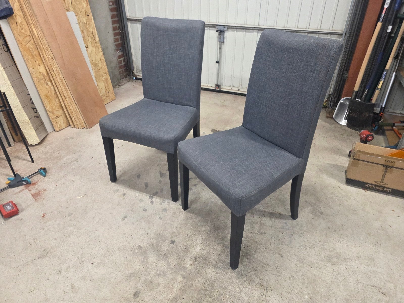 nette grijze Ikea stoelen., Ophalen, Grijs, Stof, Twee