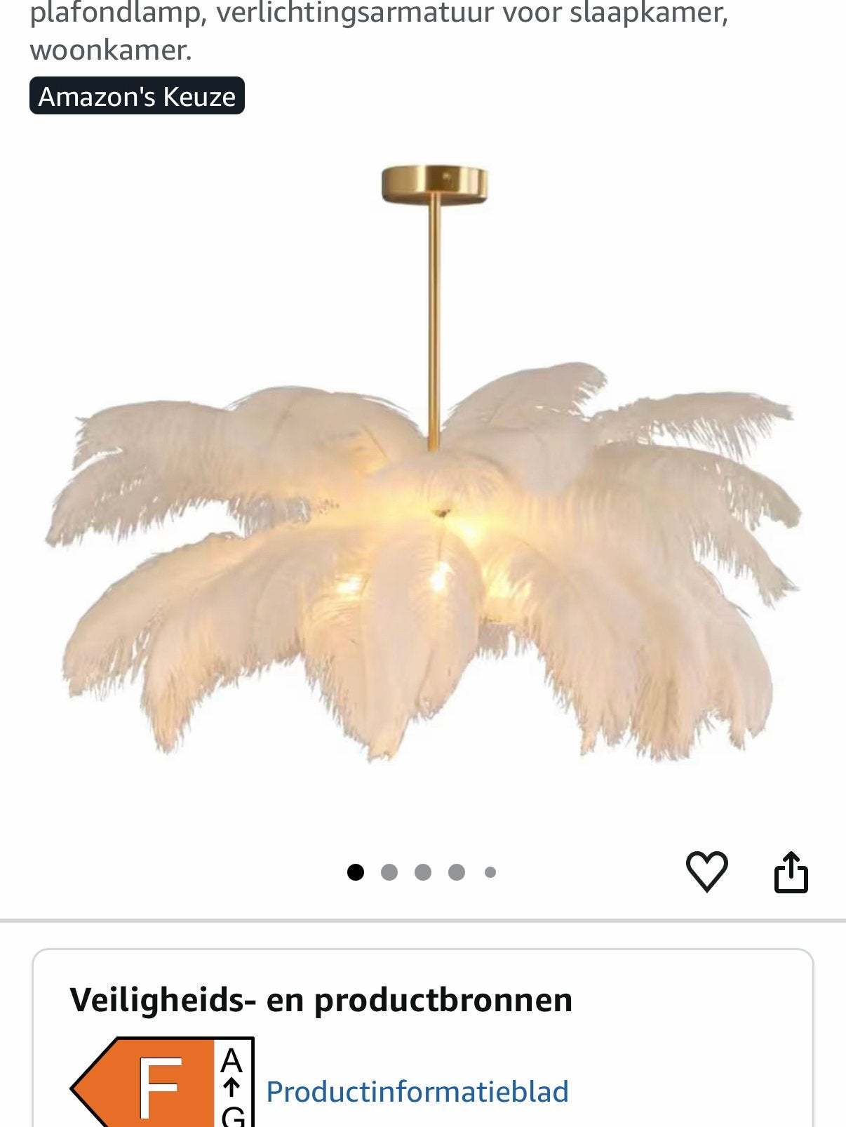 Supergave struisvogel veren lamp, nieuw in doos, Ophalen of Verzenden, Nieuw, Natuurlijk materiaal
