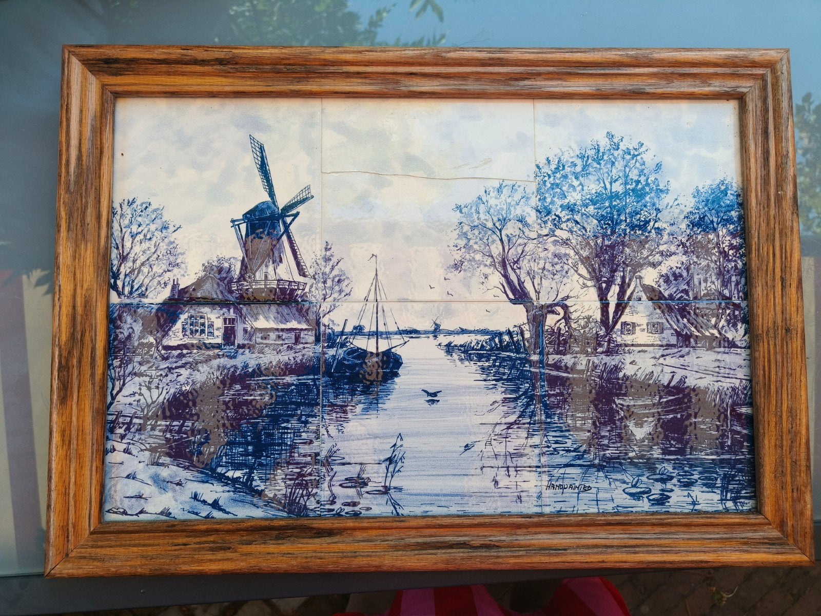 Tegeltableau | delftsblauw | tegels, Antiek en Kunst, Ophalen of Verzenden, Ingelijst, Landschap, Overige ondergronden
