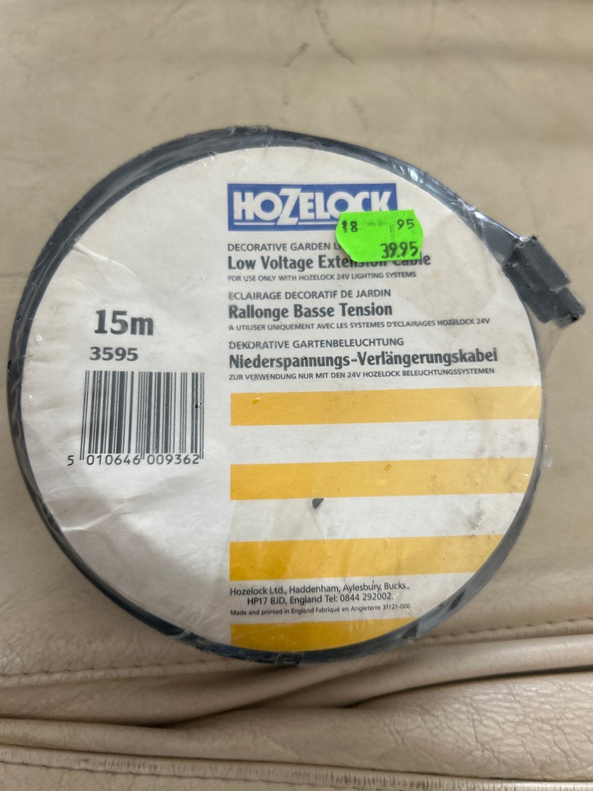 Hozelock Laagspanning Verlengingskabel 15m, Kunststof, Minder dan 50 watt, Overige typen, Nieuw