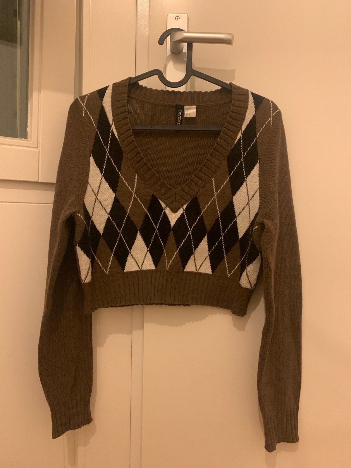 Divided H&M Argyle Crop Trui Maat M, Ophalen of Verzenden, Zo goed als nieuw, Maat 38/40 (M), Bruin