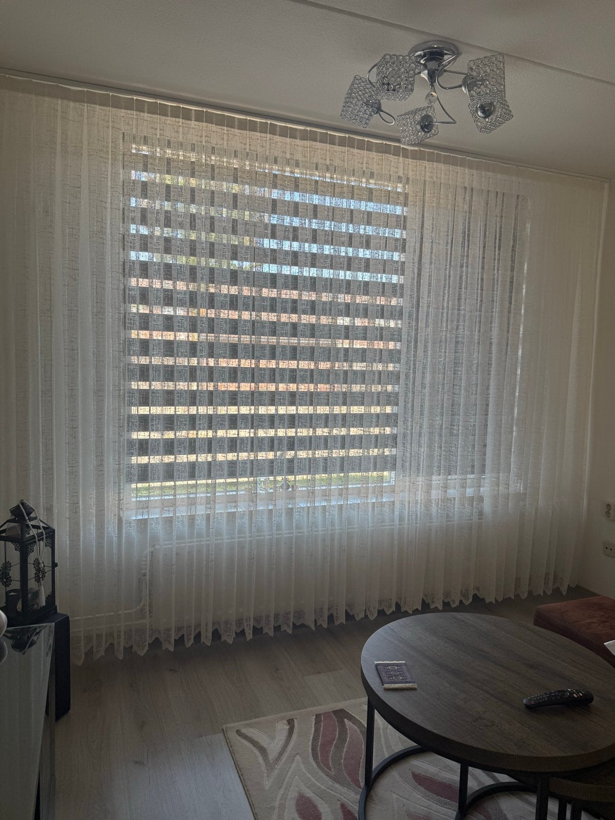 Woonkamer gordijn wit 330x240 cm, Huis en Inrichting, Gebruikt, Wit, Ophalen of Verzenden, Lichtdoorlatend