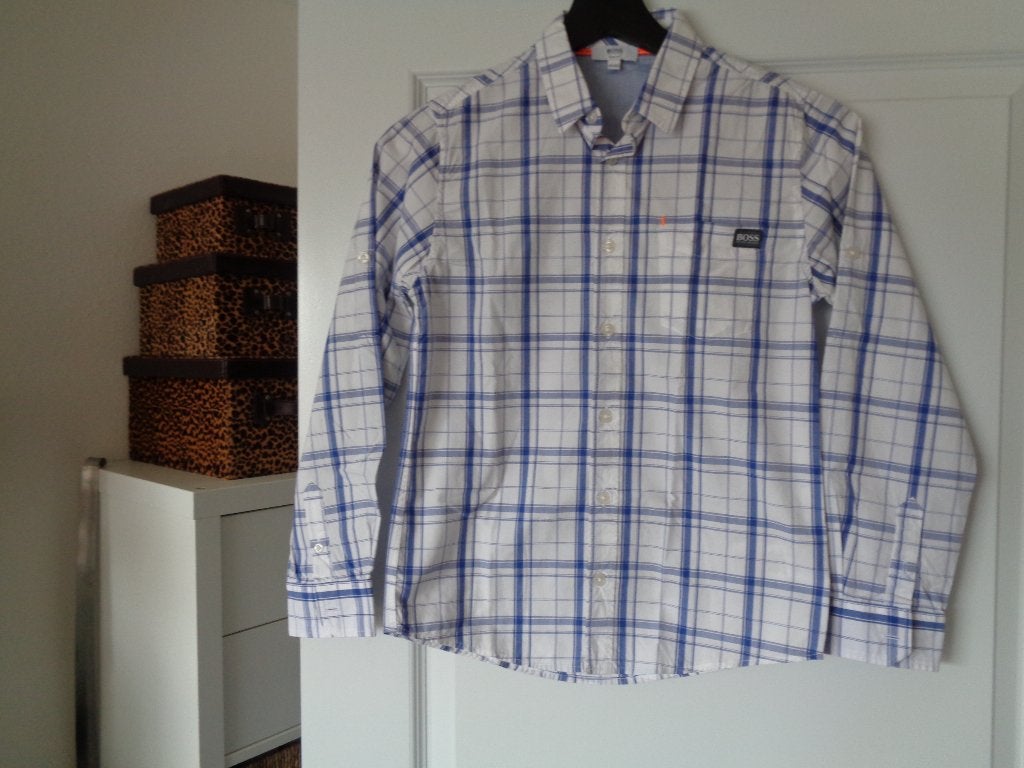 Hugo Boss bloes mt 140 jongen, Overhemd of Blouse, Ophalen of Verzenden, Zo goed als nieuw, Hugo Boss