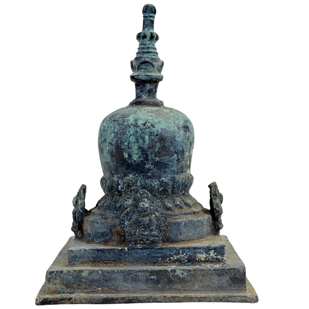 Votiefstupa – Oost-India – vier Boeddha’s, Antiek en Kunst, Overige herkomsten, Ophalen of Verzenden, Ritueel object, Steen/keramiek