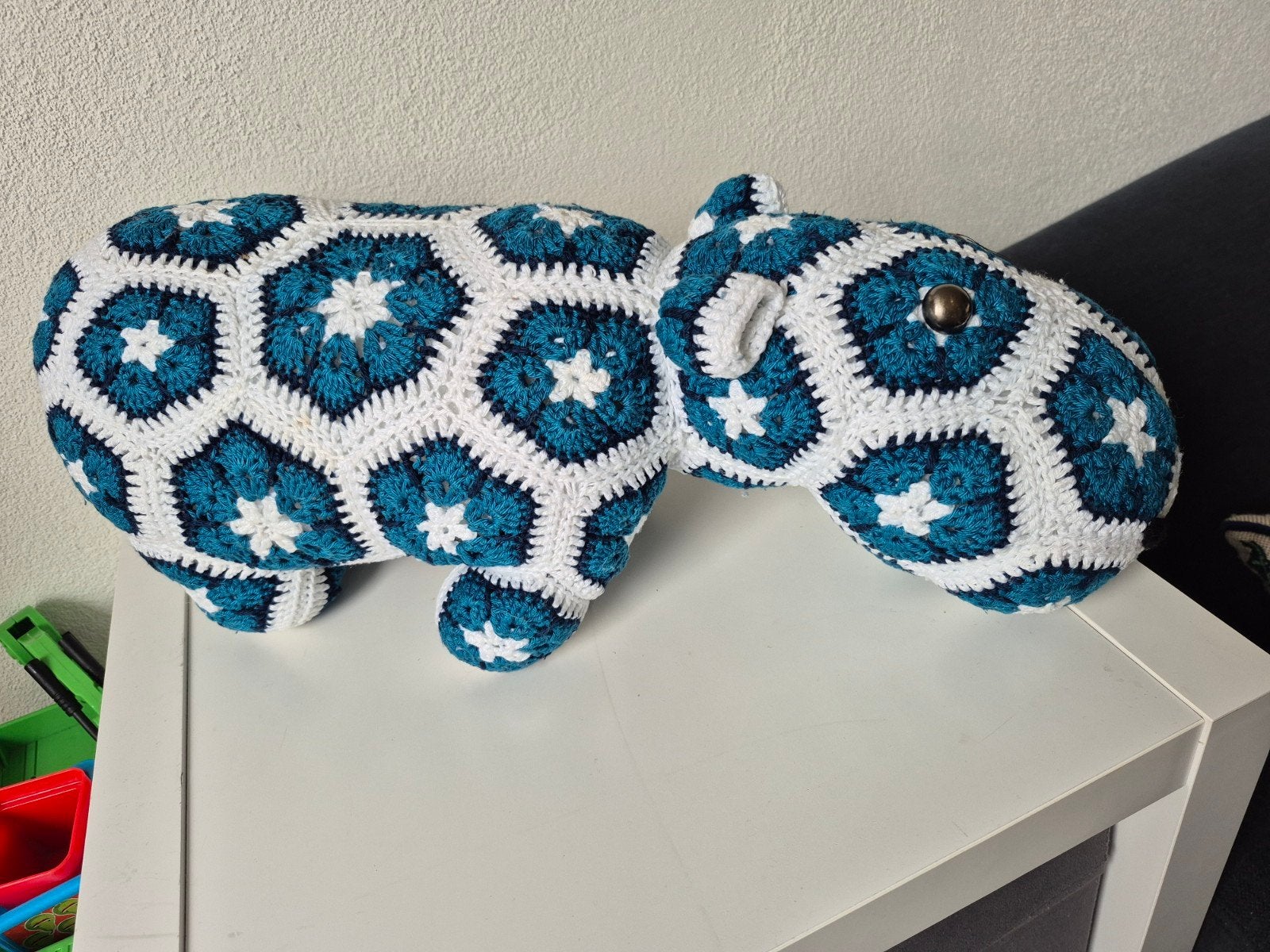 Handgehaakte Nijlpaard Knuffel, Handgemaakt, Overige typen, Blauw, Ophalen of Verzenden