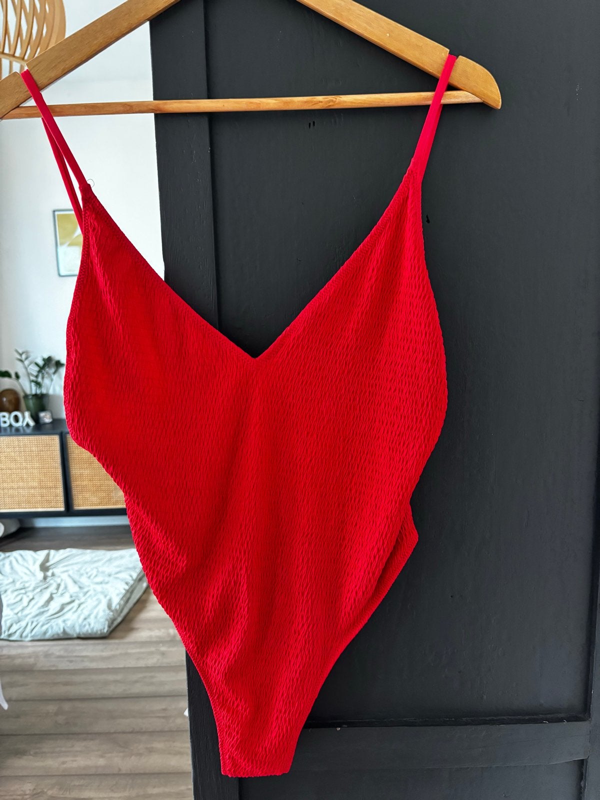 Rood , rode badpak maat L, Ophalen of Verzenden, Zo goed als nieuw, Rood, Badpak