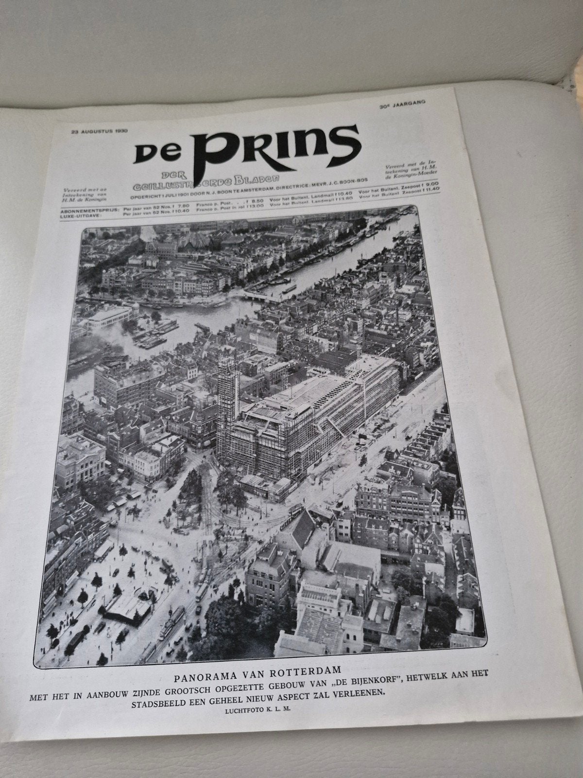 De Prins -Voorblad  Panorama van Rotterdam (23 augustus 1930, Verzamelen, Ophalen of Verzenden, 1920 tot 1940