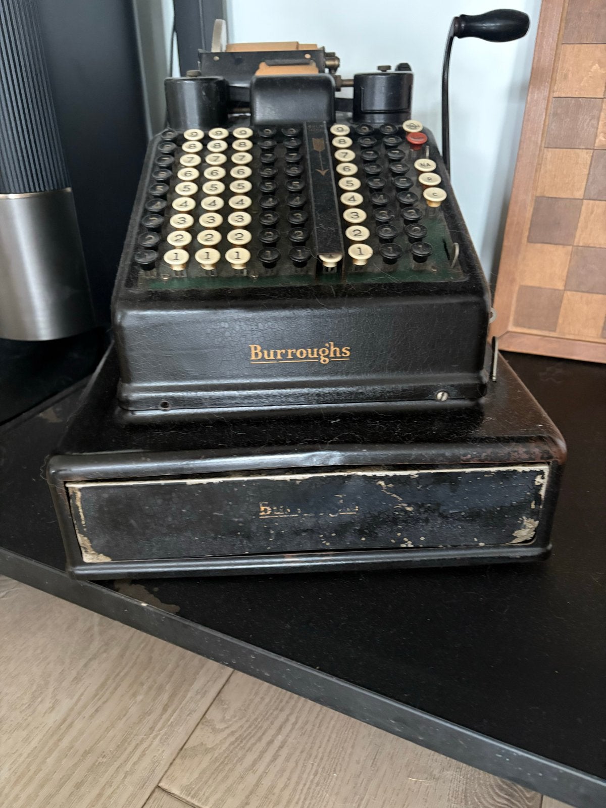 Antieke Burroughs Telmachine/ kassa met Kassalade, Ophalen