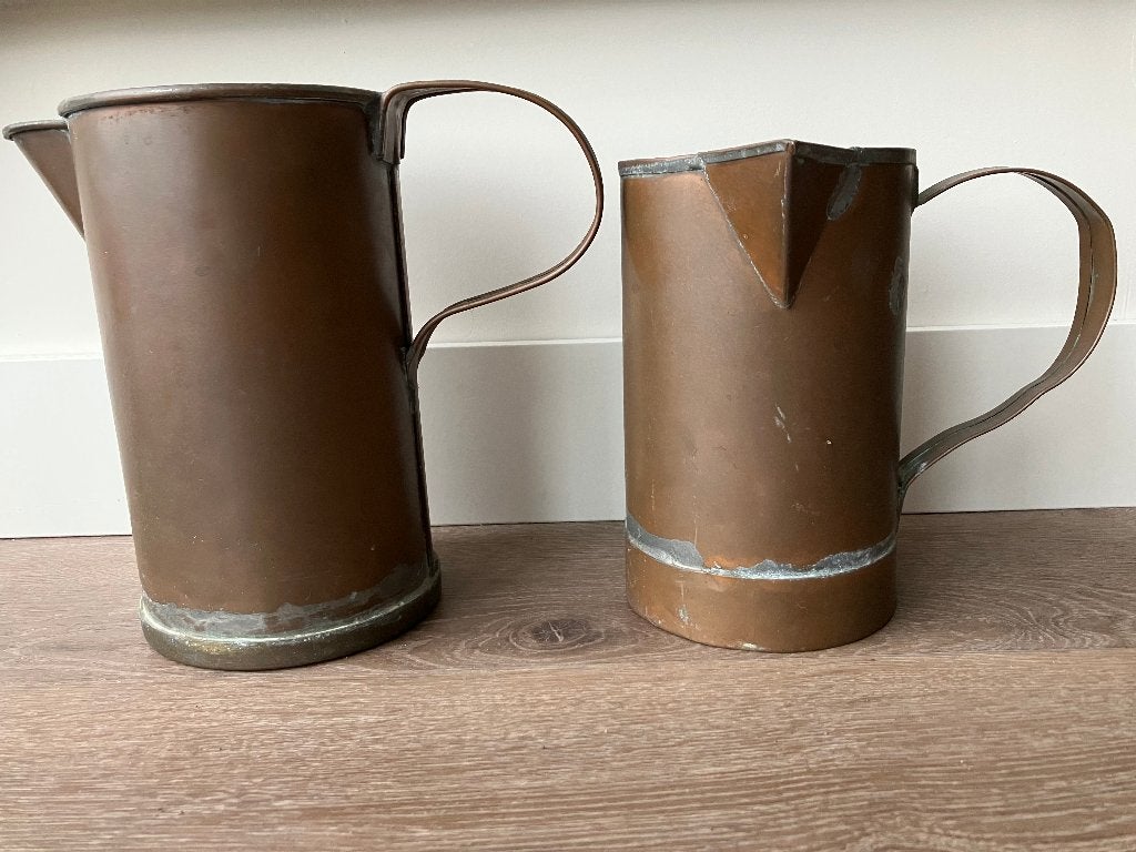 Set van 2 vintage koperen kannetjes, Antiek en Kunst, Ophalen of Verzenden, Koper
