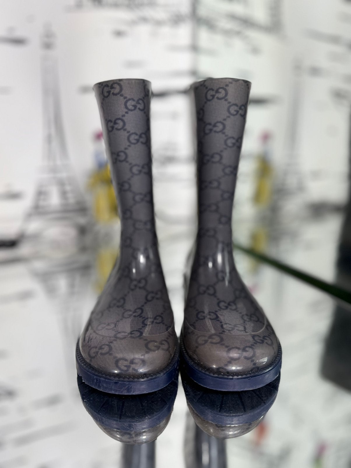 Gucci GG supreme blauwe regenlaarzen maat 32, Gebruikt, Verzenden, Jongen of Meisje, Gucci EU