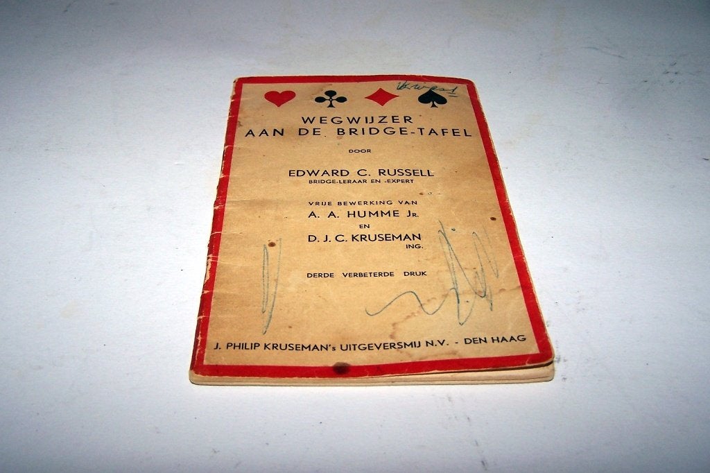 Antiek boekje; Wegwijzer aan de Bridge-tafel-Edw. C. Russell, Ophalen of Verzenden, Gebruikt, Speelkaart(en)