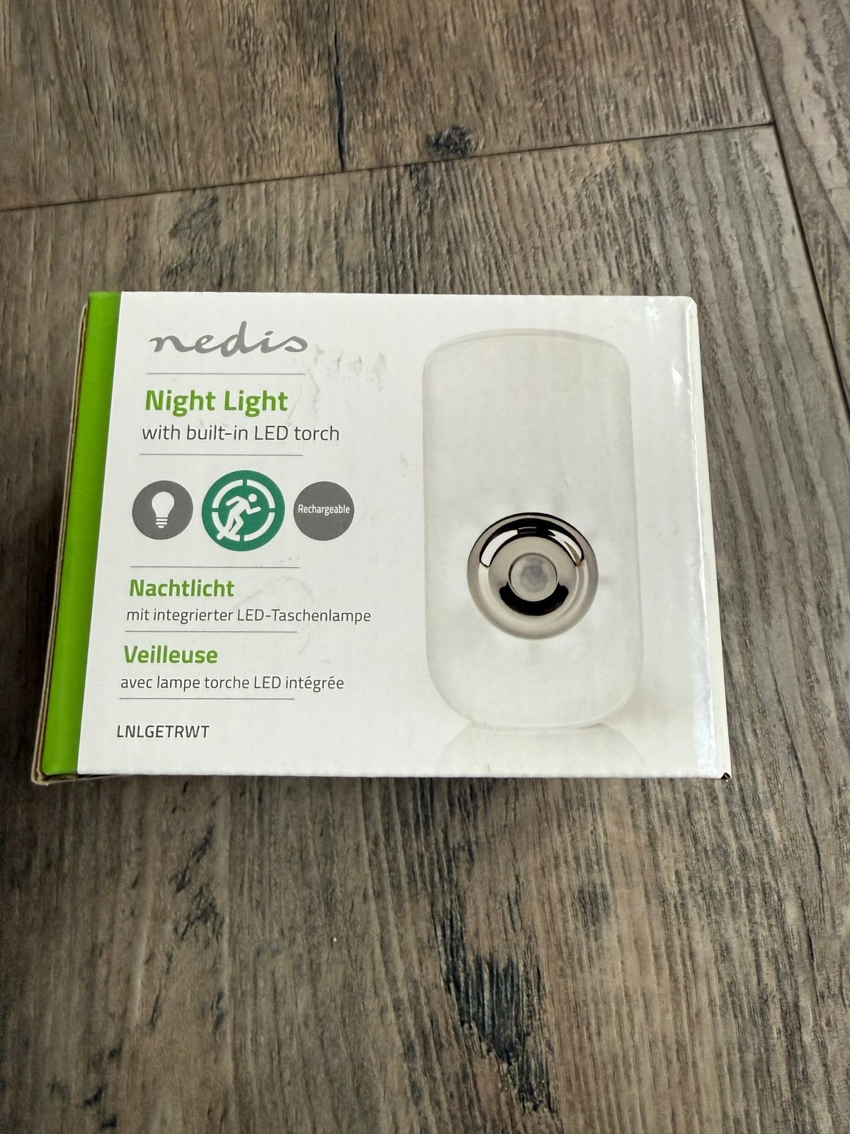 Nedis nachtlamp met bewegingssensor & zaklamp – NIEUW, Overige merken, Nieuw, Ophalen of Verzenden, Wit
