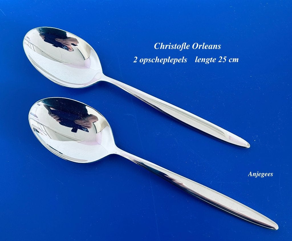 2 Christofle Orleans Opscheplepels -  Verzilverd I (25 cm), Ophalen