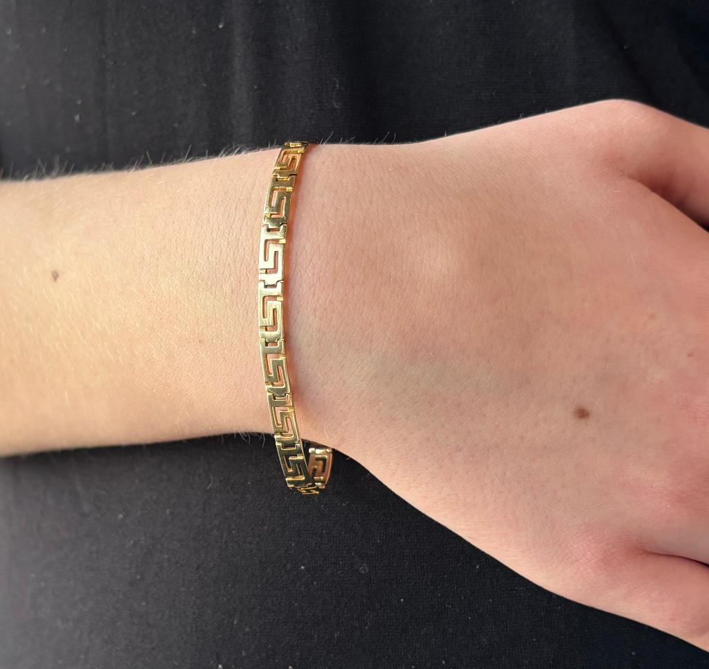 Griekse schakel armband 14k goud meander motief dames fraai