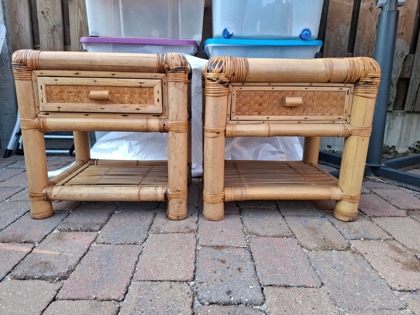 bamboe nachtkastje, Huis en Inrichting, Slaapkamer | Nachtkastjes, Ophalen, Zo goed als nieuw, Minder dan 45 cm, Minder dan 55 cm