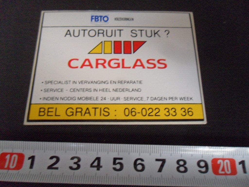 sticker CARGLASS  FBTO Verzereringen, Verzamelen, Stickers, Ophalen of Verzenden, Zo goed als nieuw