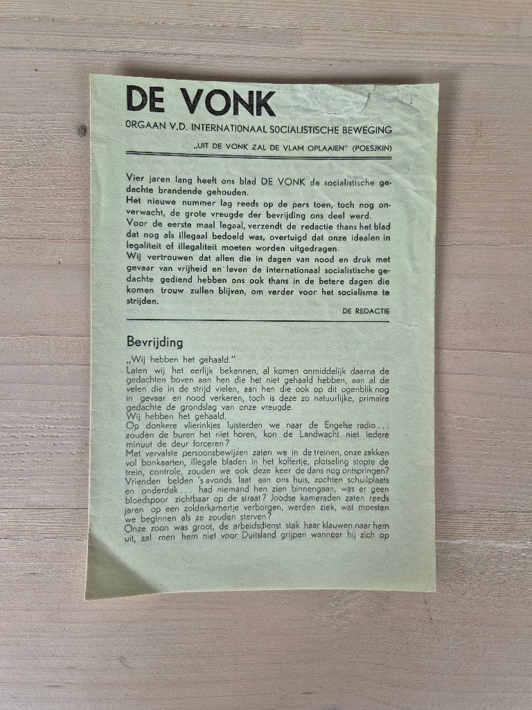 Wo2 Illegale pers verzetskrant De Vonk, Verzamelen, Ophalen of Verzenden, Nederland, Overige typen
