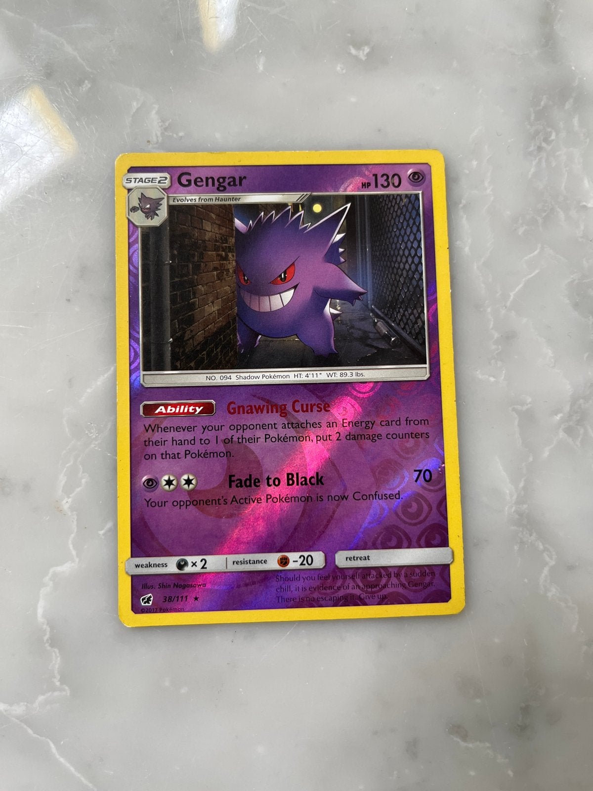 Pokémon Kaart Gengar 38/111 Holo Foil, Ophalen of Verzenden, Zo goed als nieuw, Losse kaart, Foil