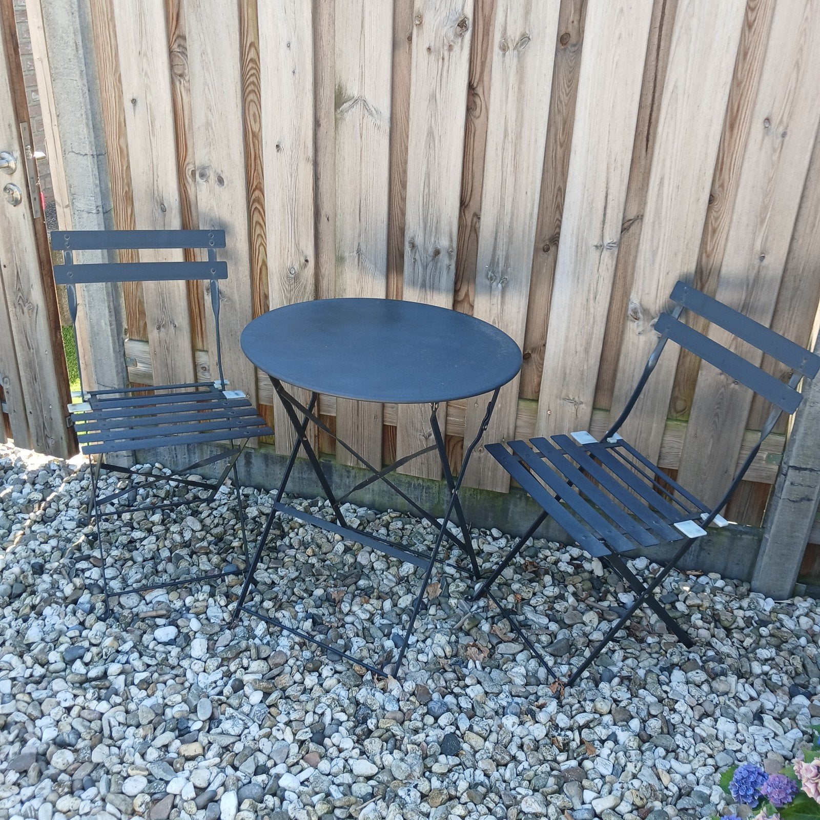 bistro's modern, tuinset tafel + 6 stoelen, Tuin en Terras, Ophalen, Gebruikt, Overige materialen