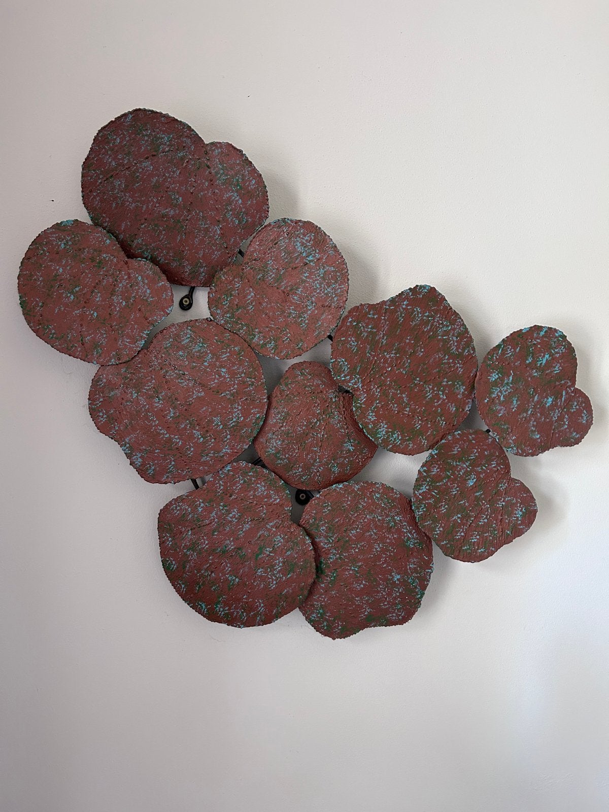 Metalen wanddecoratie - 80x87 cm - Bladmotief, Ophalen, Metaal, Wandsculptuur, Rood