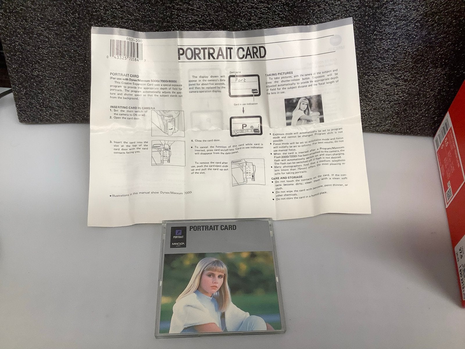 Minolta Portrait Card voor Dynax/Maxxum 7000i of 8000i, Overige merken, Overige typen, Ophalen of Verzenden, Zo goed als nieuw