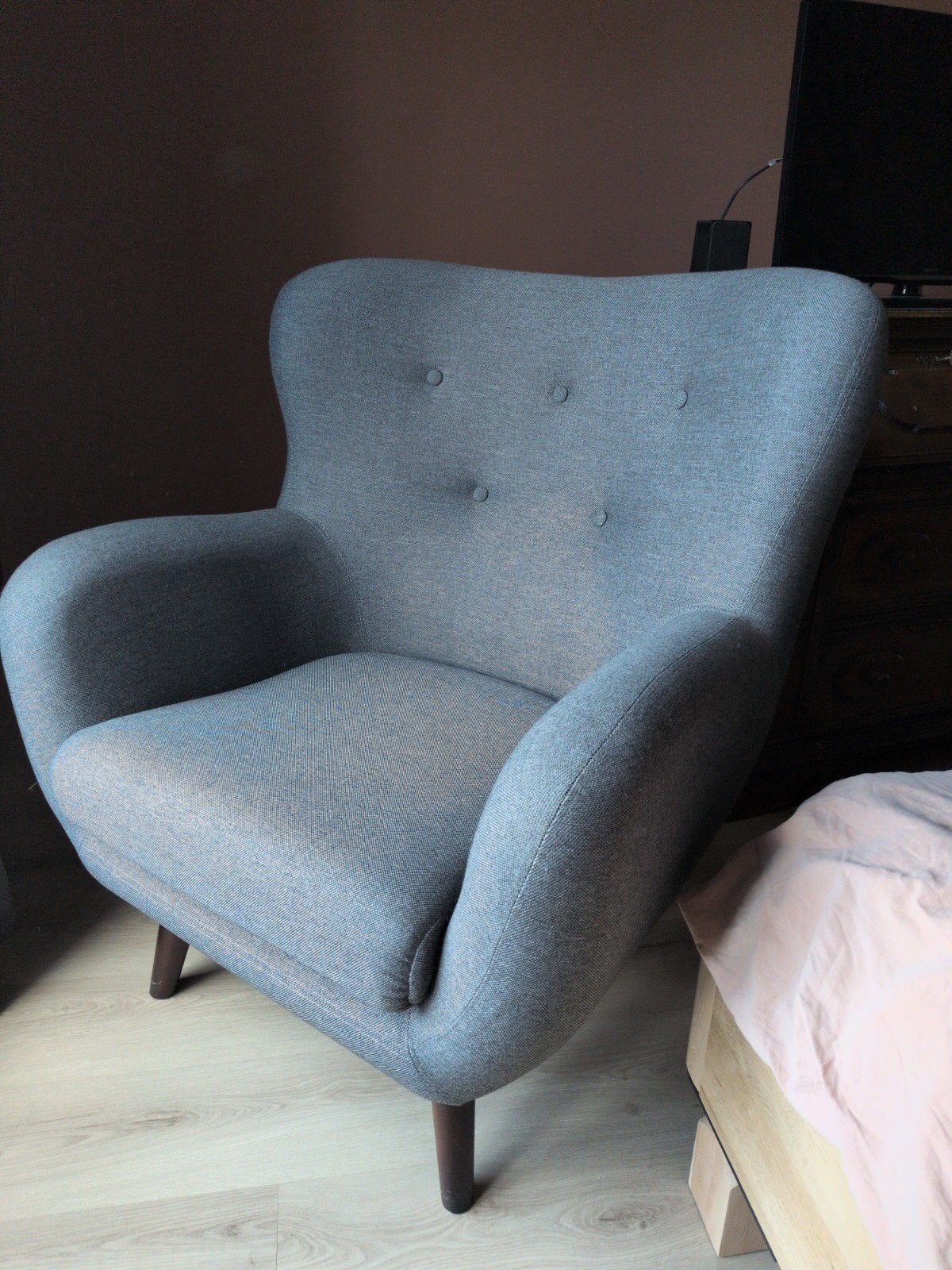Comfortabele fauteuil - Grijs stof, Ophalen, Gebruikt, Minder dan 75 cm, 75 tot 100 cm