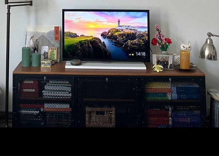 Televisiemeubel / dressoir zwart (fjallbo), Ophalen, Zo goed als nieuw, Minder dan 100 cm, Metaal