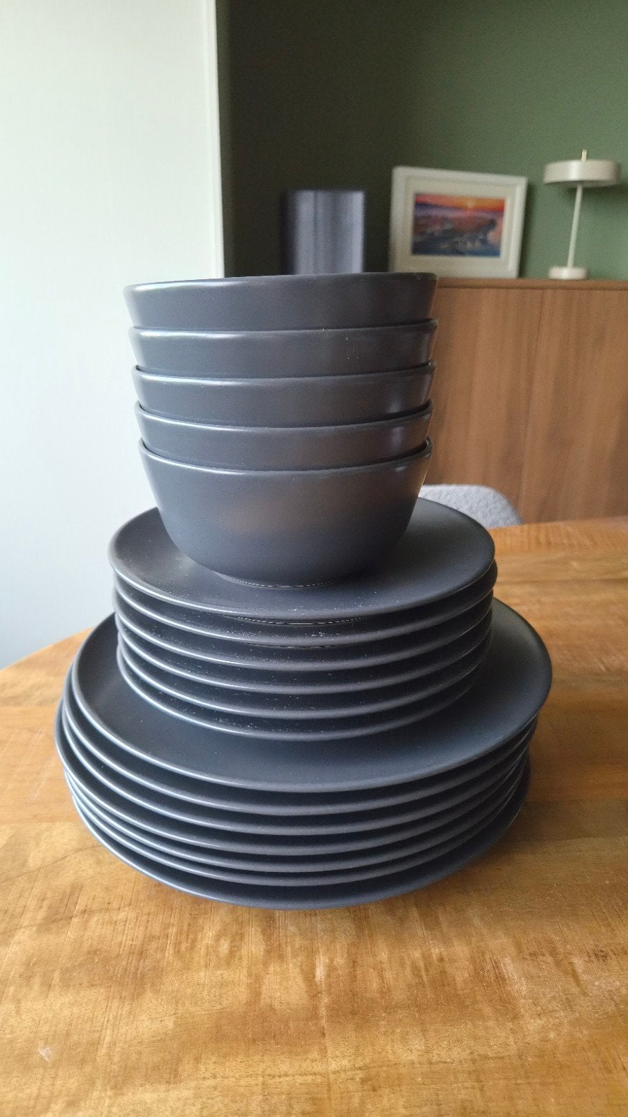 Donkergrijs servies Ikea, Ophalen, Gebruikt, Bord(en), Overige stijlen