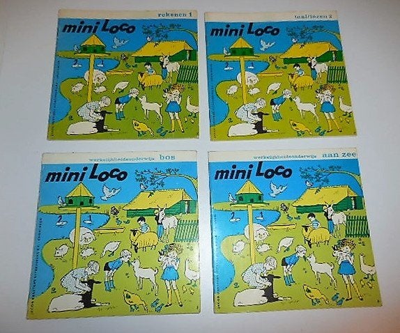 Vintage Jaren 70 Mini Loco Boekjes, Rekenen, Taal/Lezen x4, Ophalen of Verzenden, Gebruikt, Taal en Lezen