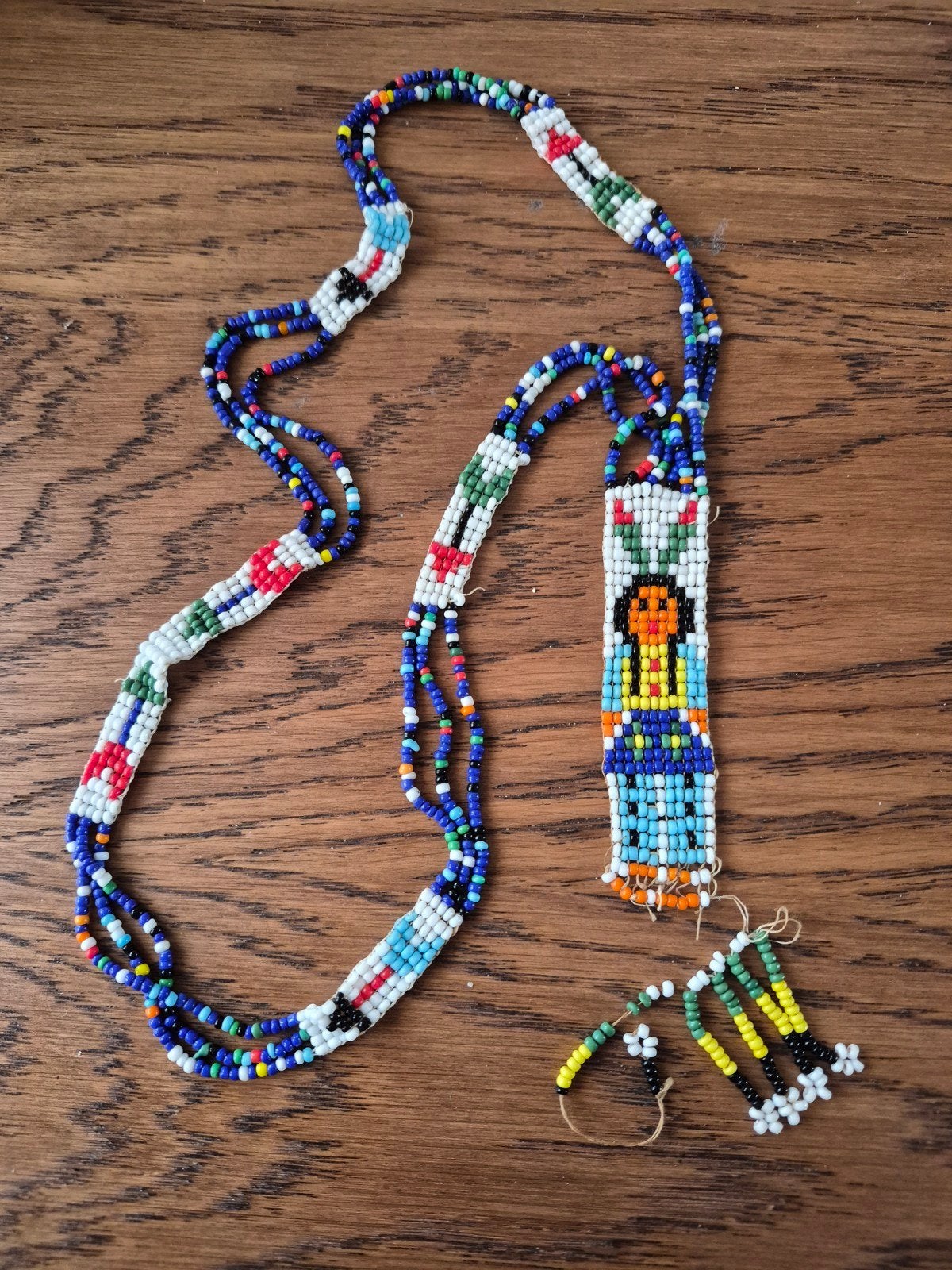 Vintage kleurrijke kralenketting met hanger, Ophalen of Verzenden