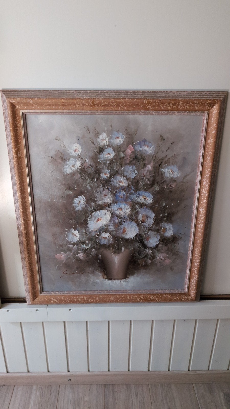Schilderij met bloemen in vaas op doek Eddy Samson, Doek, Realistisch, Handgeschilderd, Ophalen