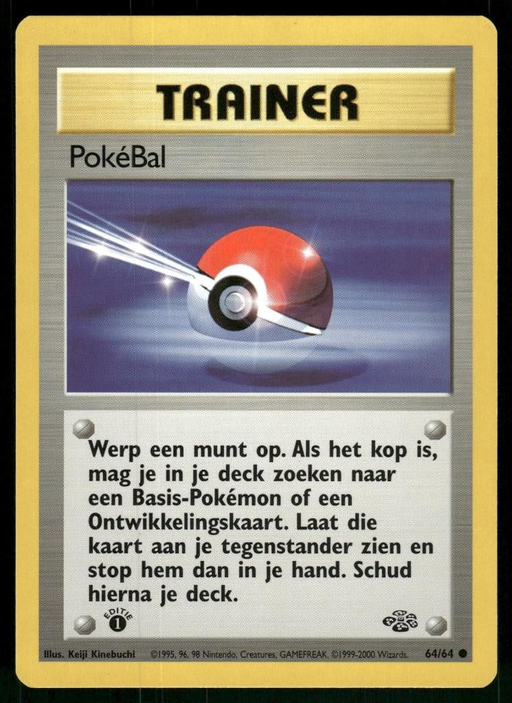 Poké Ball 64/64 - Jungle (1st edition) (NL) (NM), Hobby en Vrije tijd, Verzamelkaartspellen | Pokémon, Gebruikt, Verzenden