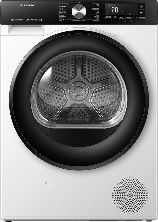 Hisense warmtepompdroger DH3S802BW2 - 3S Serie, 8 tot 10 kg, Nieuw, Hisense Nederland, Voorlader