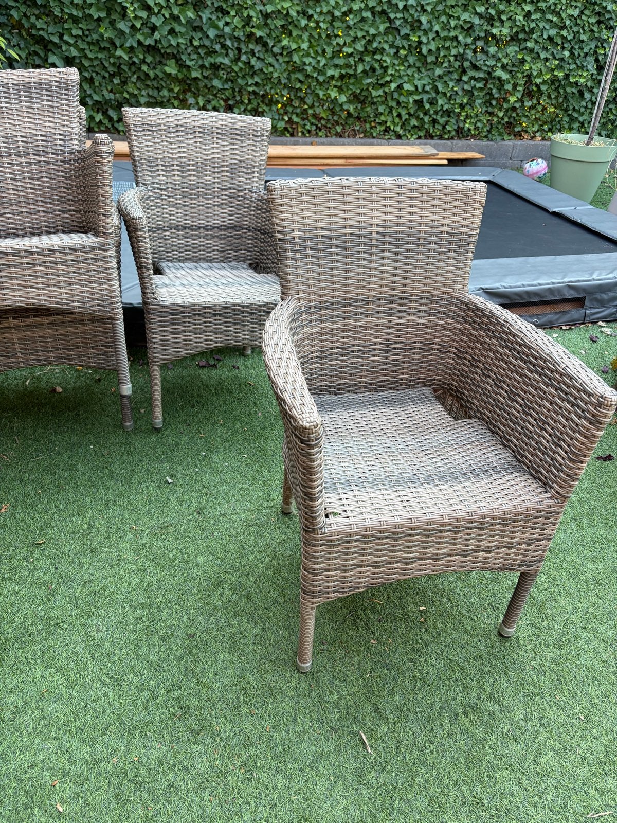 4 SUD tuinstoelen - nog erg goed, Ophalen, 4 zitplaatsen, Zo goed als nieuw, Wicker