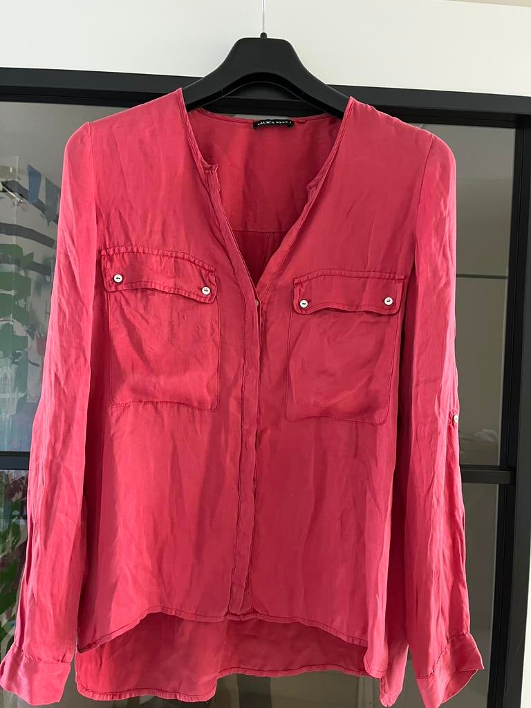 SACK’S 100% zijde blouse in koraal fel rose mt36, Kleding | Dames, Ophalen of Verzenden, Zo goed als nieuw, Maat 36 (S), Roze