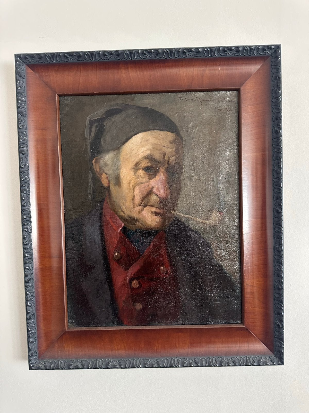 Carl Müller-Baumgarten - Tronie van een boer 470  360 mm, Ophalen, Doek, Portret of Personen, Realistisch