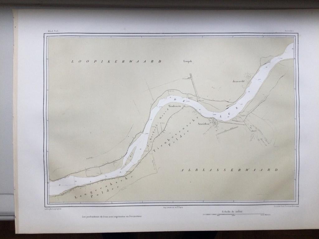 Ameiden en Lopik, de Lek,  B.H. Goudriaan, 1838, Antiek en Kunst, 1800 - 1899, Verzenden, Cartografie, 50 cm