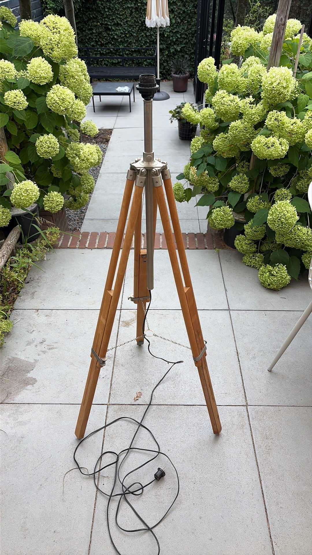 staande lamp met eiken poten, kleine opknapbeurt nodig, Ophalen, Gebruikt, 100 tot 150 cm, Design