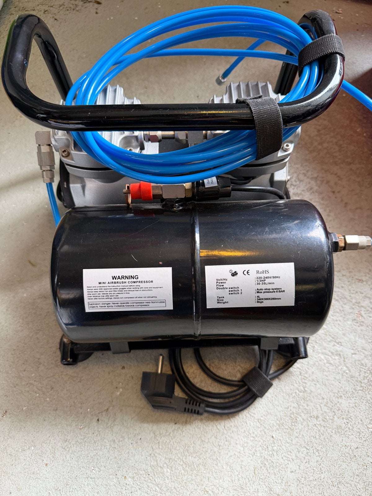 Mini Airbrush Compressor + Nieuwe Airbrush Set, Ophalen of Verzenden, Zo goed als nieuw, Minder dan 200 liter/min, Minder dan 6 bar