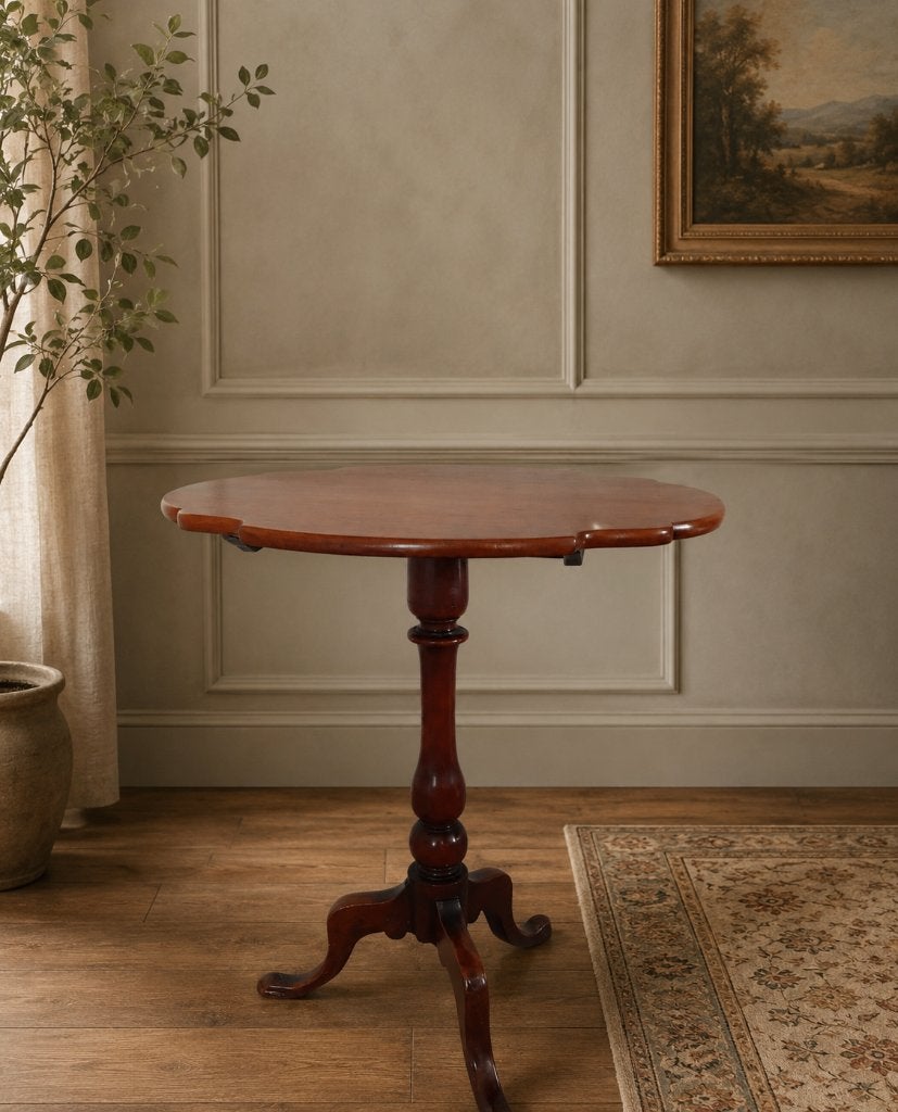 Tilt top tafeltje mahonie met geschulpt blad, ovaal, Antiek en Kunst, Antiek | Meubels | Tafels, Ophalen of Verzenden