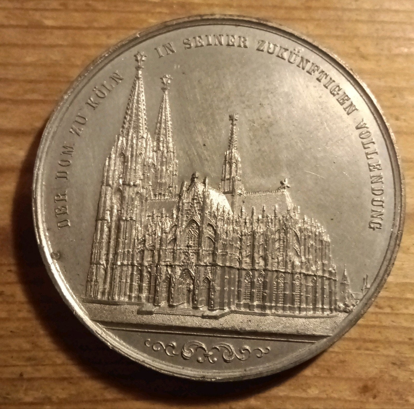 Duitsland de dom van Keulen 1842 Tin 50 mm Drentwett uit, Ophalen of Verzenden, Overige materialen, Buitenland