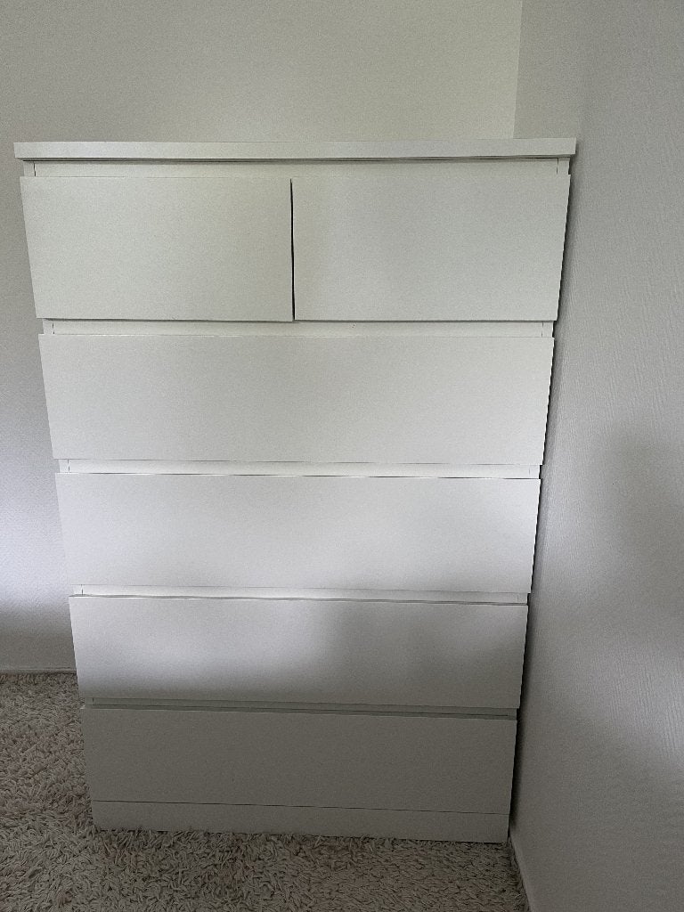 IKEA MALM ladekast 6 lades, wit, Huis en Inrichting, Kasten | Ladekasten, Gebruikt, 100 tot 150 cm, 50 tot 100 cm, 25 tot 50 cm