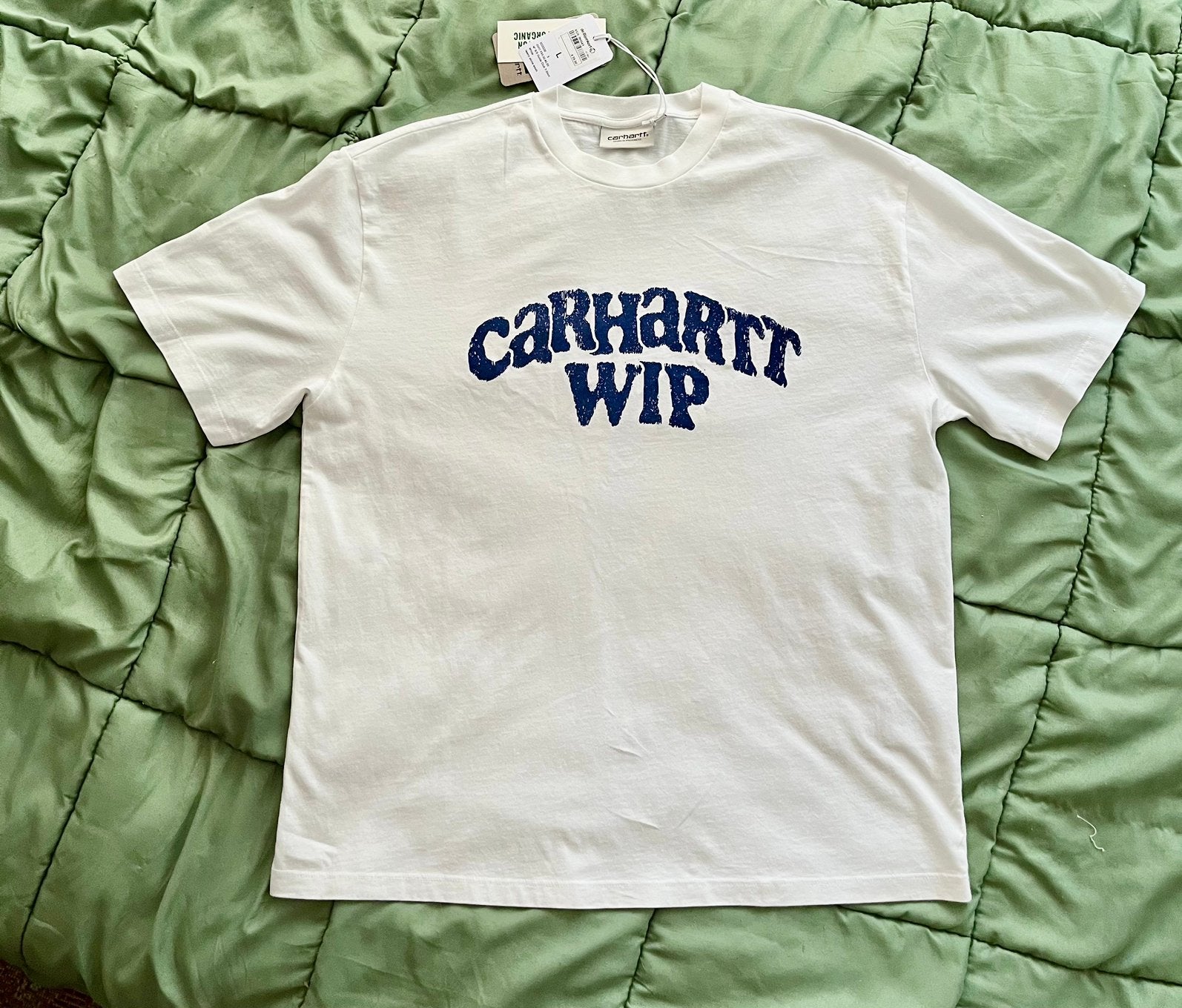 Carhartt wip tshirt shirt white blue workwear large new, Kleding | Heren, Verzenden, Nieuw, Maat 52/54 (L), Wit
