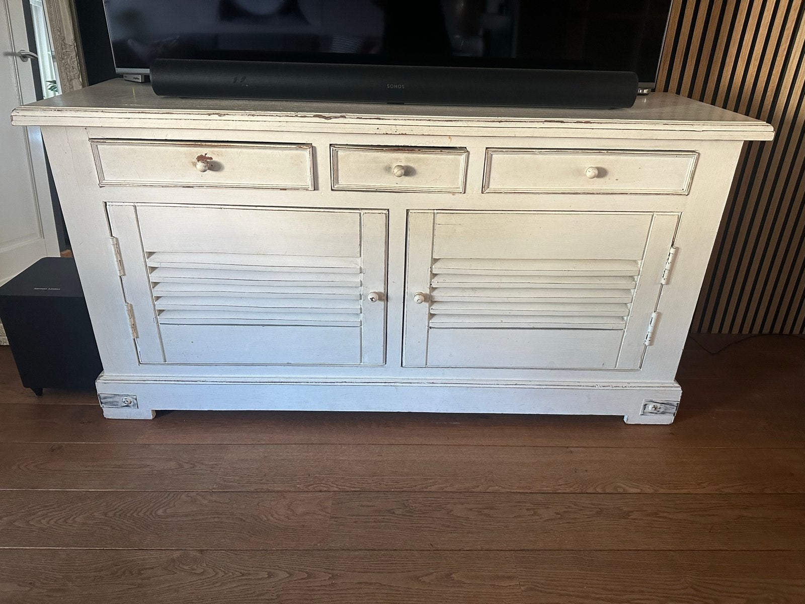 Dressoir/tv-meubel met louvredeuren, landelijk, Ophalen