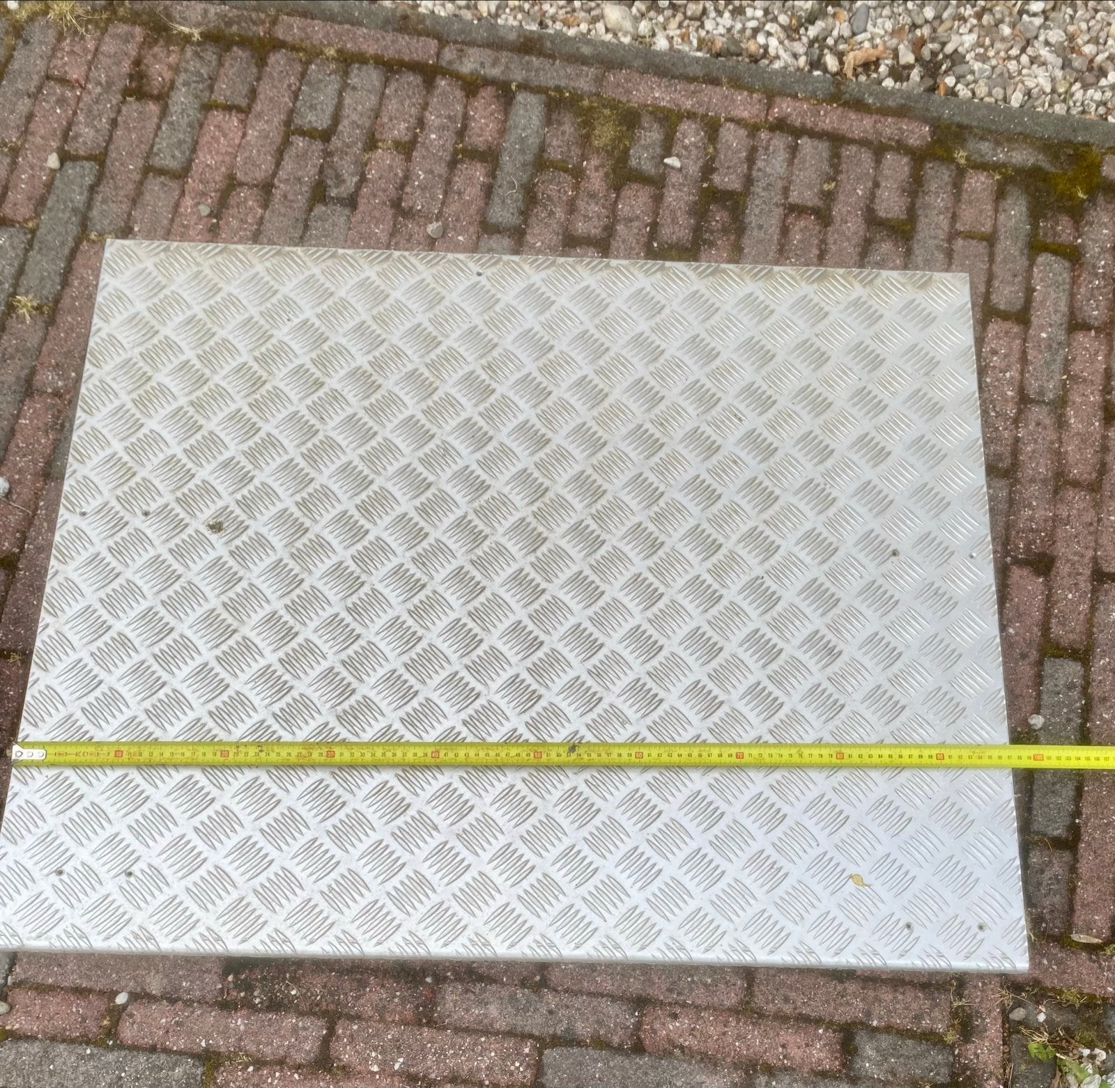Drempelhulp, oprijplaat, traanplaat 97x80x6 cm aluminium, Diversen, Ophalen of Verzenden, Zo goed als nieuw