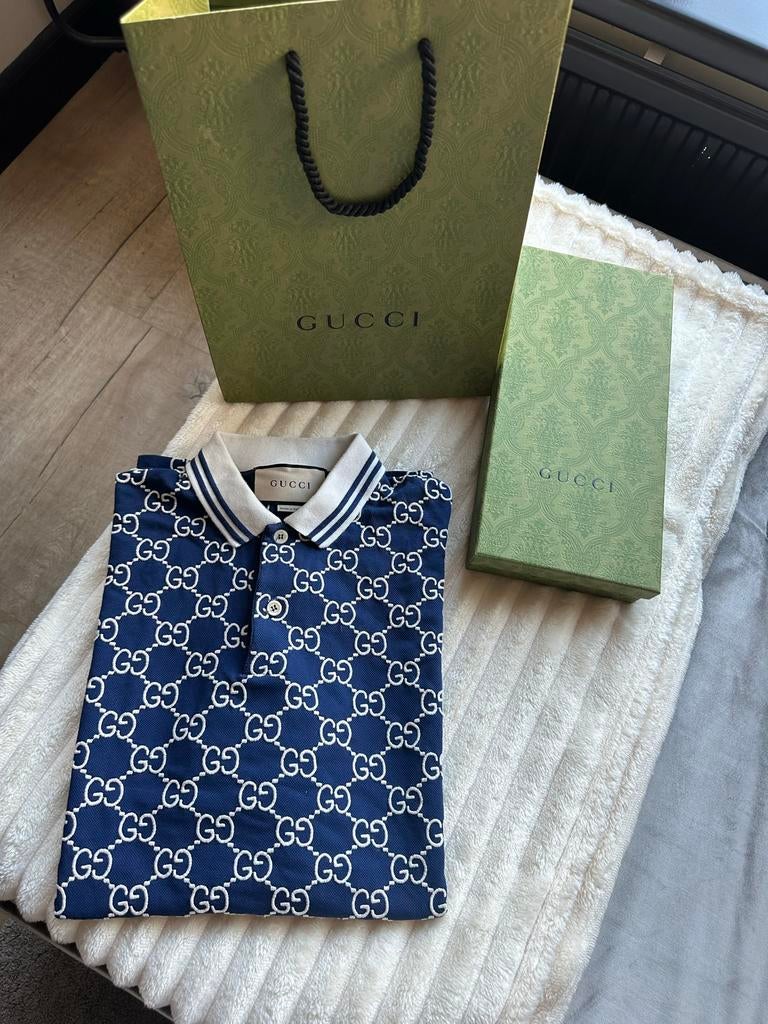 Gucci Polo Shirt - Originele Bon Aanwezig, Ophalen of Verzenden, Zo goed als nieuw, Maat 56/58 (XL), Blauw