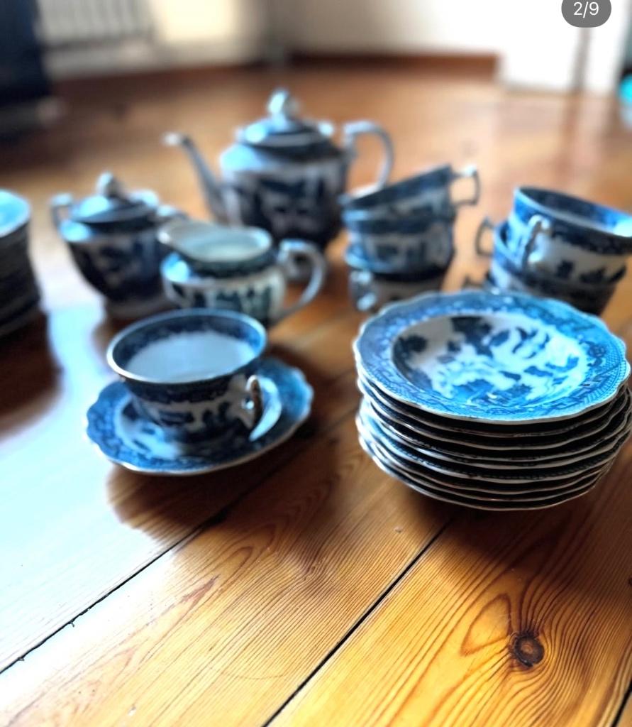 Chinees / Engels blauw servies jaren 70, Ophalen of Verzenden, Porselein, Overige stijlen