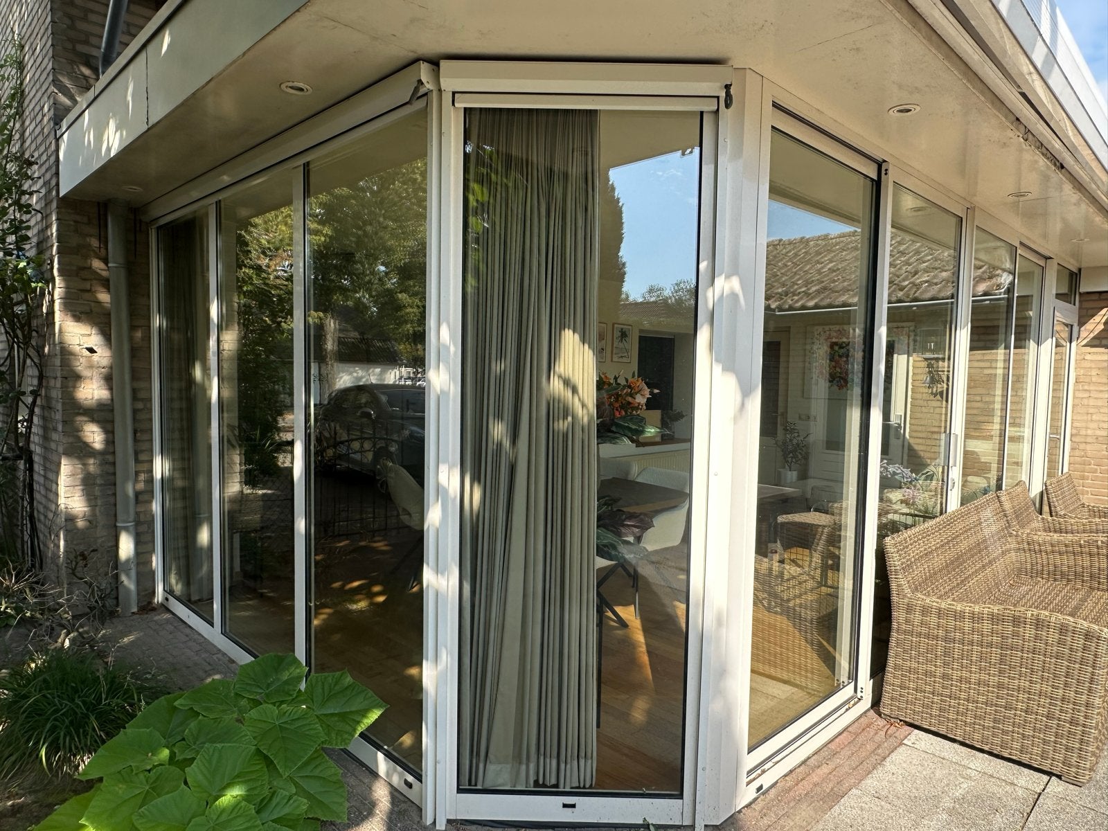 Glazen schuifpui - 5.5m x 3m, Doe-het-zelf en Verbouw, Ophalen, Gevelraam of Ruit, Gebruikt, 160 cm of meer